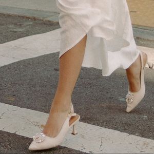 Pearl pointed toe mules